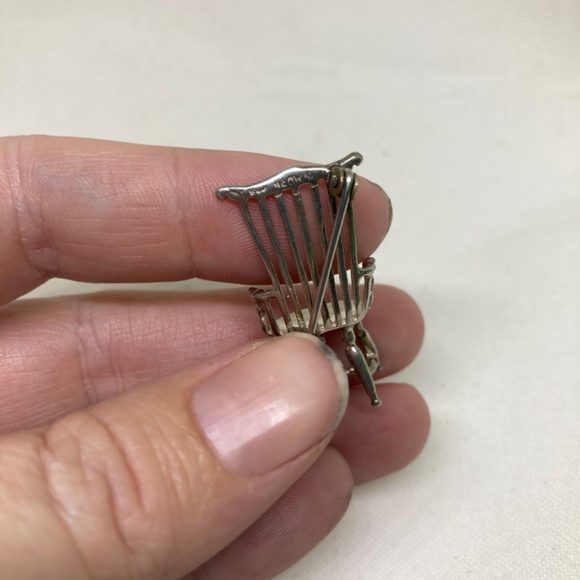 Solid 925 Sterling Silver Shaker / Antique-Vintage Chair Lapel Stick Pin Brooch - Picture 5 of 8